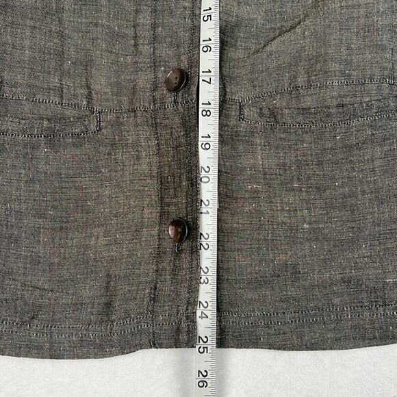 Chico’s Linen Blend Jacket Dark Gray Button Front Closure Pockets Size S - Picture 4 of 9